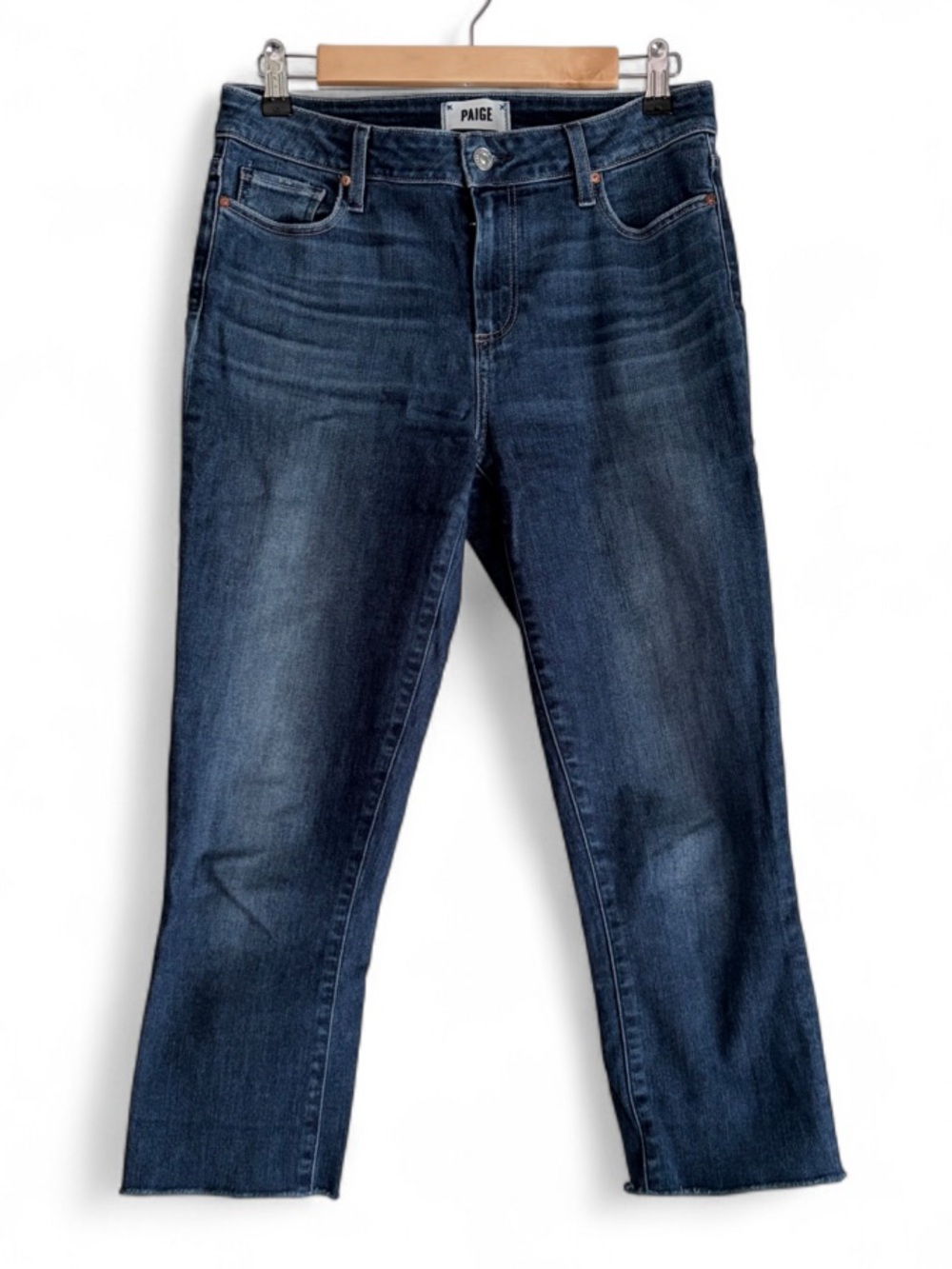 Paige Skyline Skinny Raw Hem Cropped Ankle Jeans Size 29